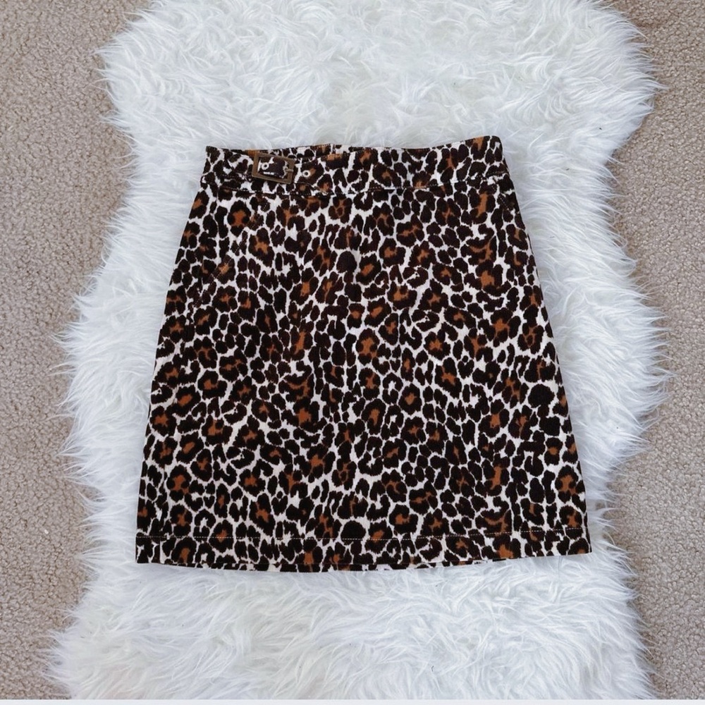 Jcrew Buckle Mini Skirt in Leopard Cordury